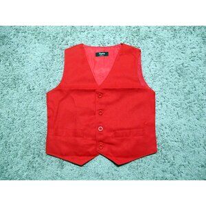 Toptie Boy's / Kid's / Toddler's Red Tuxedo Vest sz 4T